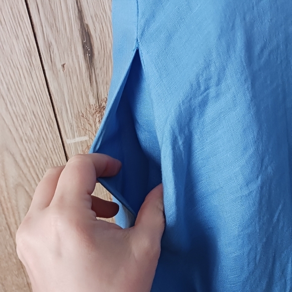 Anthropologie H.D Paris Sleeveless Blue Linen Fit Flare Dress Size 2 - Picture 9 of 14